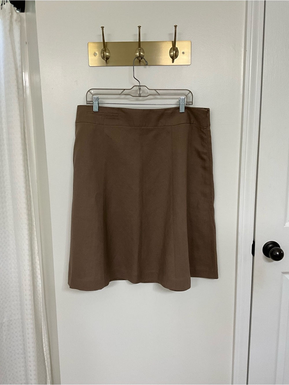 Madison Studio 100% Linen Brown A-Line Knee Length Skirt Size 16 Minimalist